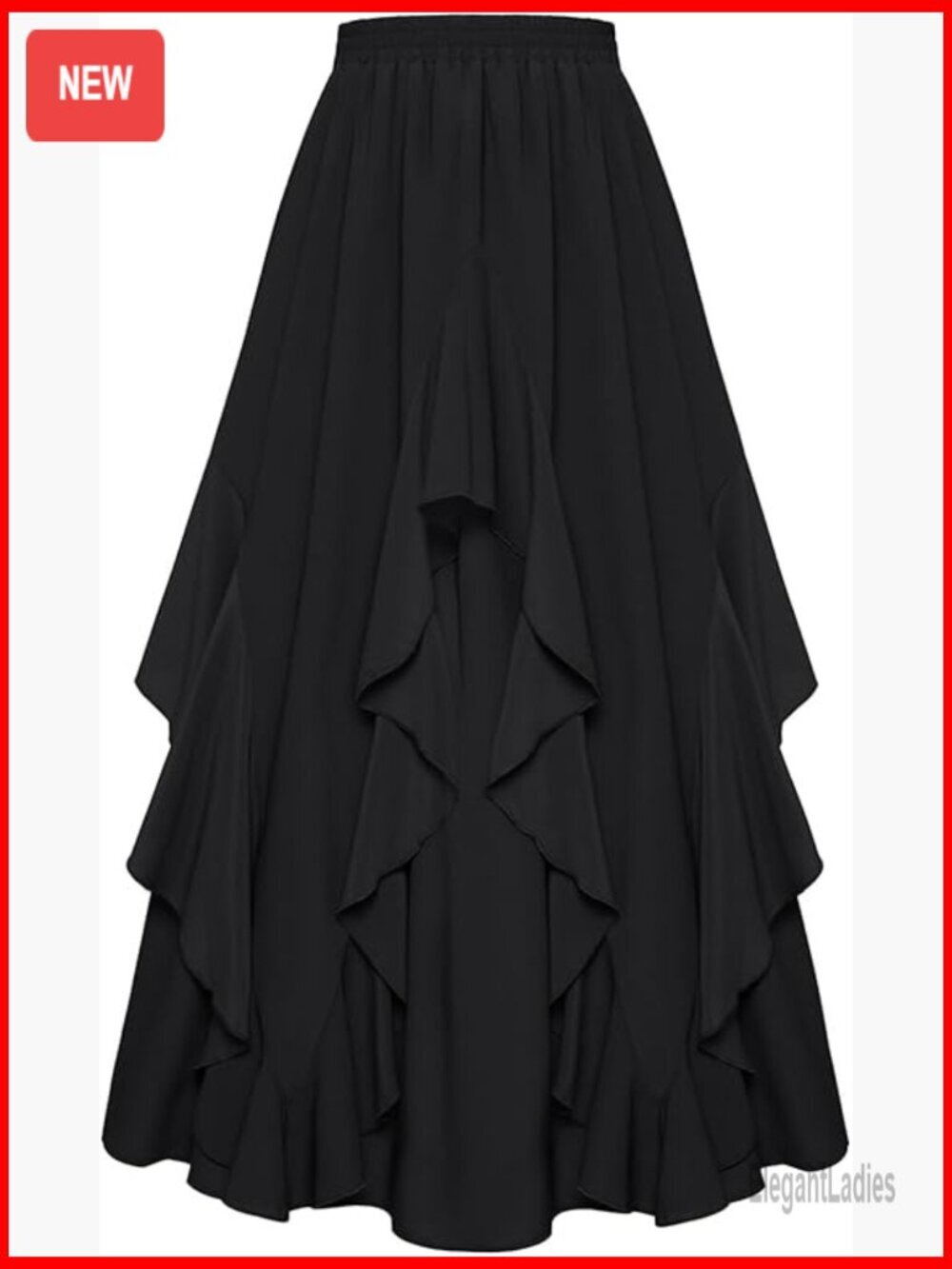 Ruffled Chiffon Maxi Skirt with Pockets, A-Line Flowy Renaissance Style